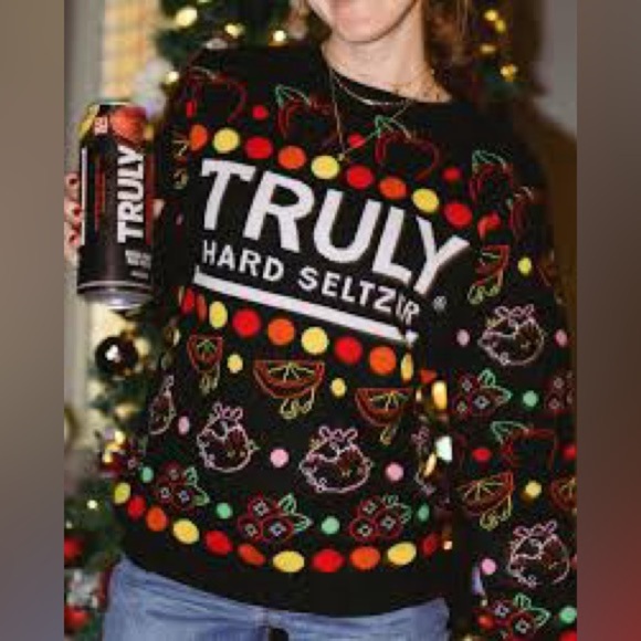 TRULY Hard Seltzer Crewneck Sweater - Black with Multicolor Accents - Picture 2 of 6